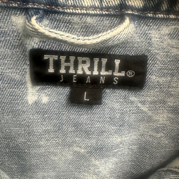 Thrill Light Blue Denim Jacket with Fringe Accents - Picture 3 of 5
